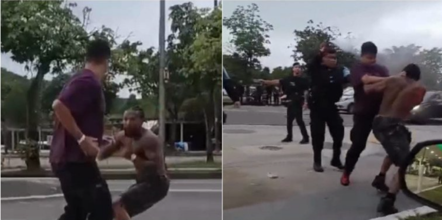 Nego do Borel se envolve em briga no meio da rua, recebe spray de pimenta na cara e vai parar na delegacia