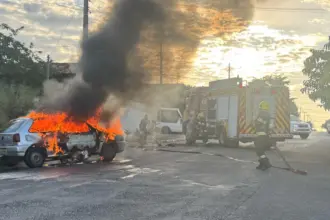 Incêndio em veículo mobiliza Corpo de Bombeiros no Sul de Goianésia