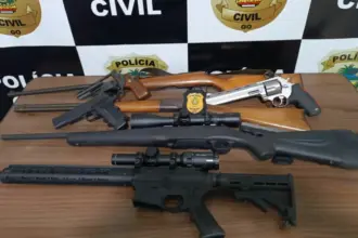 Polícia apreende de armas de fogo em residência de suspeito de violência doméstica Polícia apreende de armas de fogo em residência de suspeito de violência doméstica