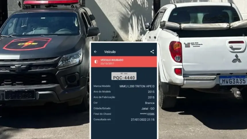 CPE de Goianésia recupera caminhonete clonada com restrição de furto e prende suspeito