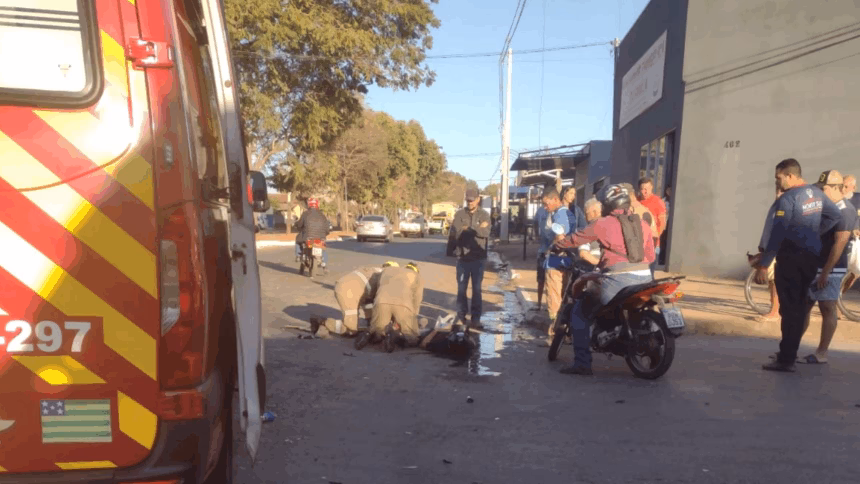 Motociclista sofre fratura exposta na perna ao se envolver em acidente no oeste de Goianésia