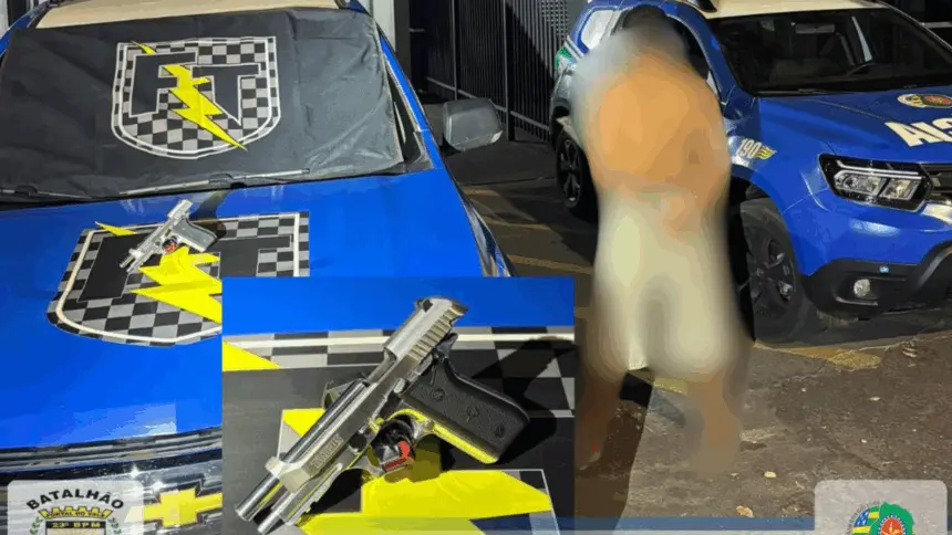 Força Tática recupera arma furtada e prende receptador em Jaraguá Força Tática recupera arma furtada e prende receptador em Jaraguá