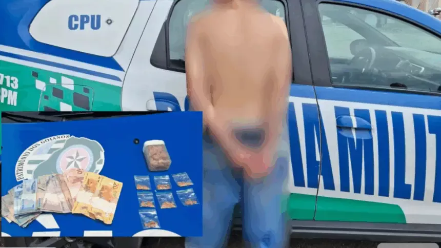 Suspeito de tráfico de drogas é preso duração ação policial no Feirão do Nova Aurora Suspeito de tráfico de drogas é preso duração ação policial no Feirão do Nova Aurora