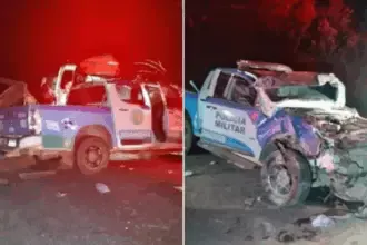 Viatura da PM capota na GO-338 e dois policiais ficam feridos