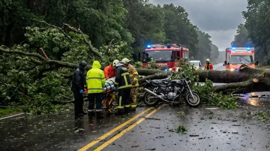 Queda de árvore na Avenida Mato Grosso provoca acidente e deixa adolescente ferido