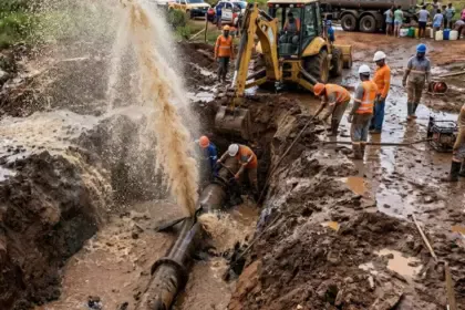 Rompimento de adutora afeta abastecimento de água em Goianésia