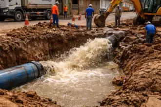 Rompimento de adutora afeta abastecimento de água em vários bairros de Goianésia