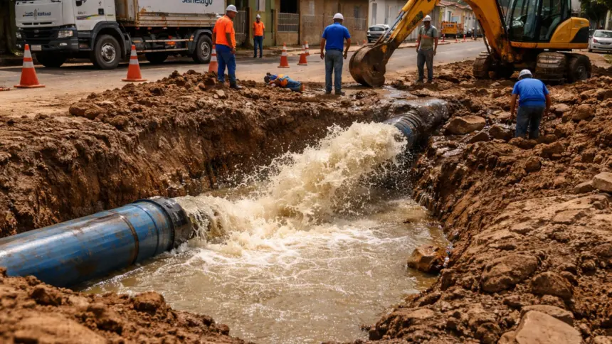 Rompimento de adutora afeta abastecimento de água em vários bairros de Goianésia