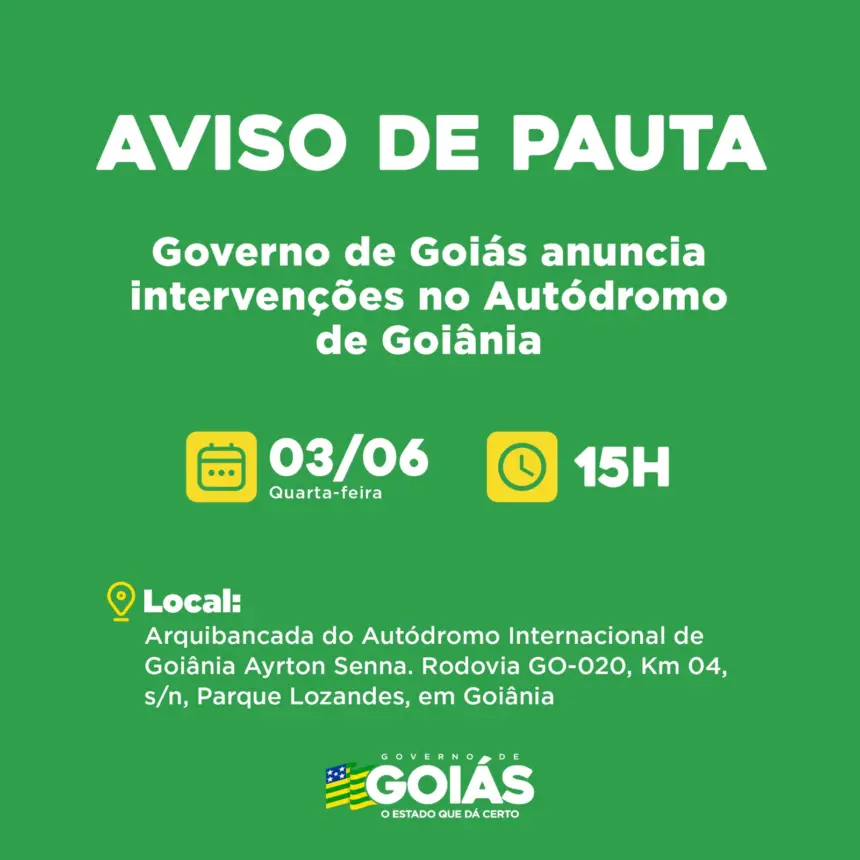 Governo anuncia intervenções no Autódromo de Goiânia