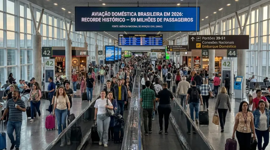 Aviação doméstica brasileira registra recorde histórico de passageiros em 2026 Aviação doméstica brasileira registra recorde histórico de passageiros em 2026