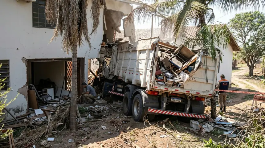 Caminhão perde freios e causa morte de duas pessoas em salão paroquial de Crixás Caminhão perde freios e causa morte de duas pessoas em salão paroquial de Crixás
