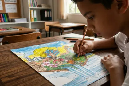 Desenhos de estudantes goianos ilustrarão capas de cadernos da rede estadual em 2027