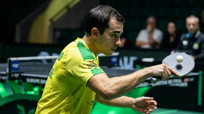 Hugo Calderano enfrenta Félix Lebrun em busca de vaga na semifinal do Europe Smash Hugo Calderano enfrenta Félix Lebrun em busca de vaga na semifinal do Europe Smash