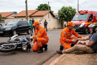 Motociclista fica ferido após acidente no Bairro Carrilho, em Goianésia