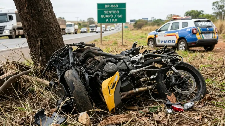 Acidente de moto na Br-060 mata tenente reformado da PM e sua esposa perto de Guapó