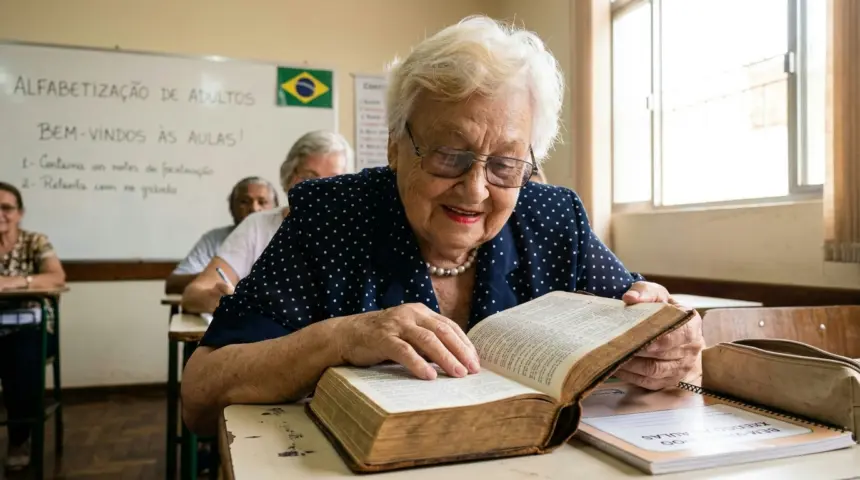 Aos 81 anos idosa retoma estudos em Goiânia para realizar o sonho de ler a Bíblia Aos 81 anos idosa retoma estudos em Goiânia para realizar o sonho de ler a Bíblia