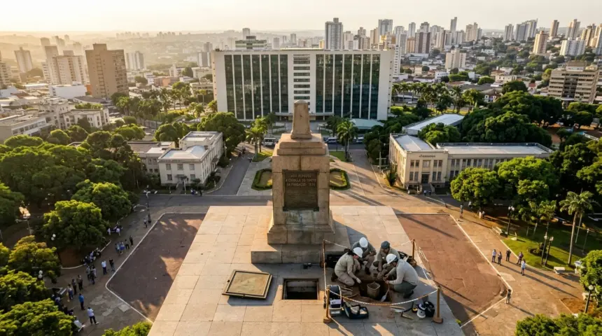Cápsula do tempo da fundação de Goiânia preserva história sob a Praça Cívica