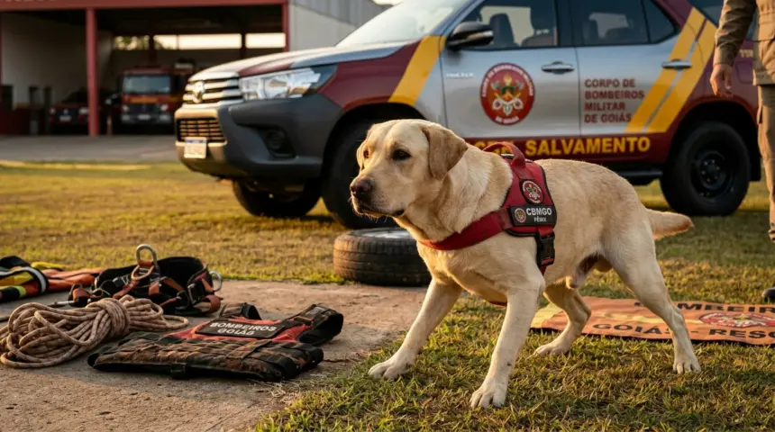 Corpo de Bombeiros de Goiás lamenta a morte do cão de resgate Fênix Corpo de Bombeiros de Goiás lamenta a morte do cão de resgate Fênix