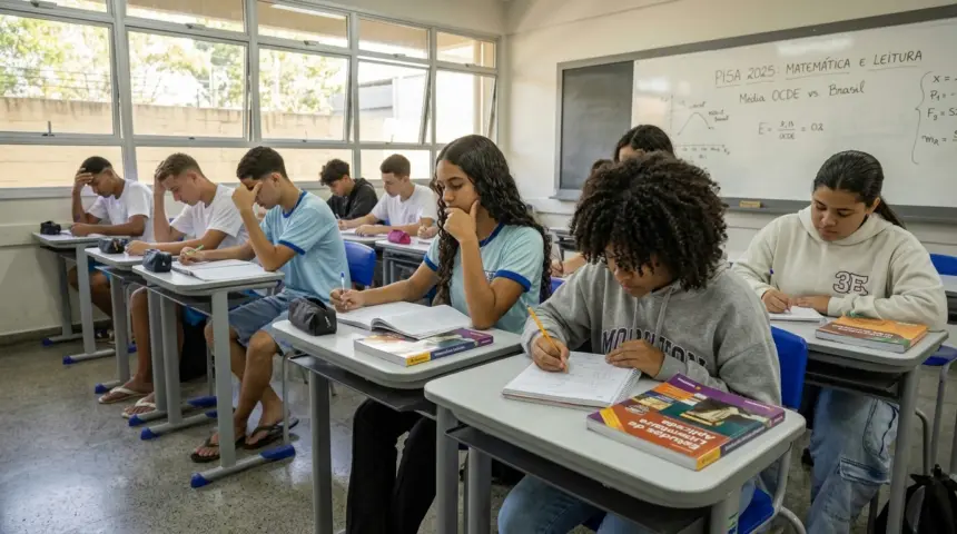 Desempenho escolar no Brasil revela estagnação apesar da aproximação com média da OCDE Desempenho escolar no Brasil revela estagnação apesar da aproximação com média da OCDE