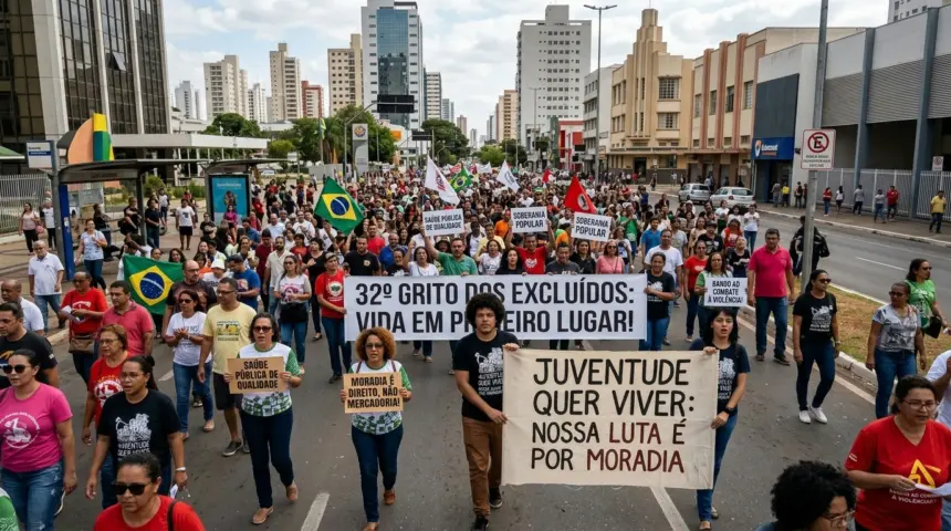 Grito dos Excluídos mobiliza centenas em Goiânia durante o 7 de setembro