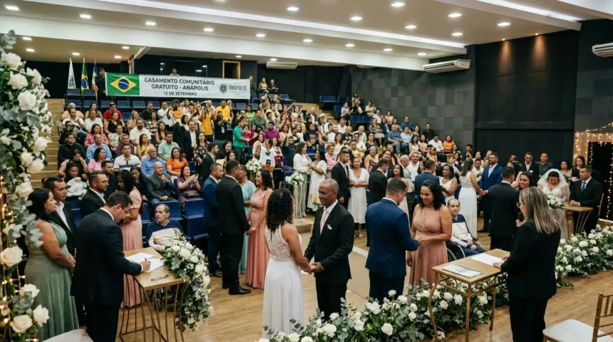 Mais de 100 casais oficializam união em casamento comunitário gratuito em Anápolis no dia 12